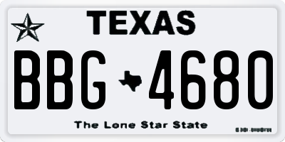 TX license plate BBG4680