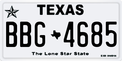 TX license plate BBG4685