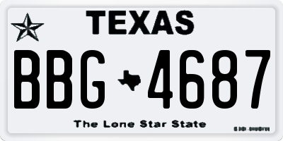 TX license plate BBG4687