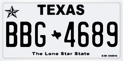 TX license plate BBG4689