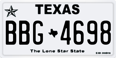 TX license plate BBG4698
