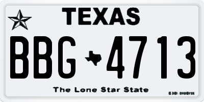 TX license plate BBG4713