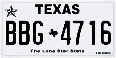 TX license plate BBG4716