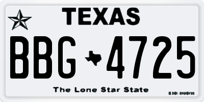TX license plate BBG4725