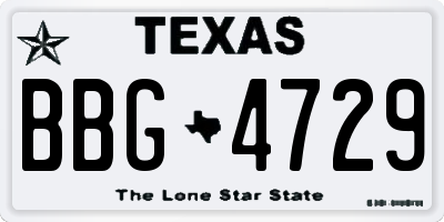TX license plate BBG4729