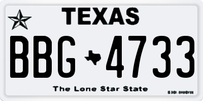 TX license plate BBG4733