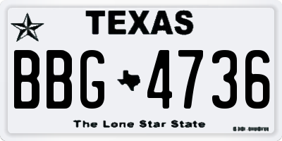 TX license plate BBG4736