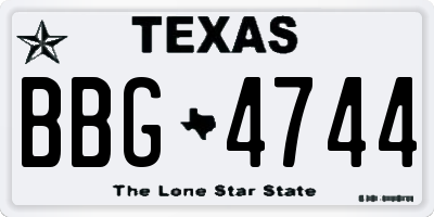 TX license plate BBG4744