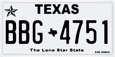 TX license plate BBG4751