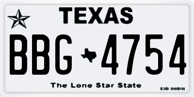 TX license plate BBG4754