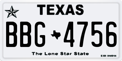 TX license plate BBG4756