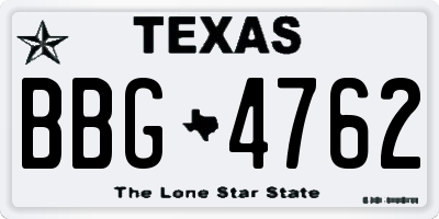 TX license plate BBG4762
