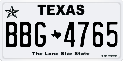 TX license plate BBG4765