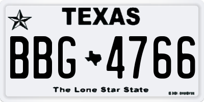 TX license plate BBG4766