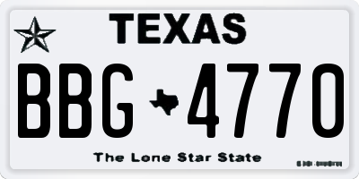 TX license plate BBG4770