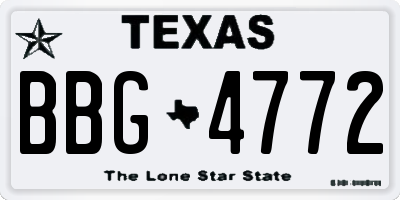 TX license plate BBG4772