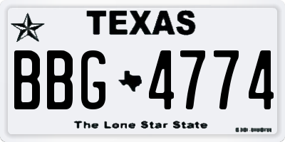 TX license plate BBG4774