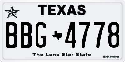 TX license plate BBG4778