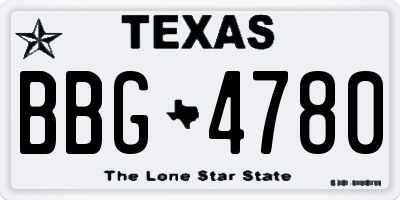 TX license plate BBG4780