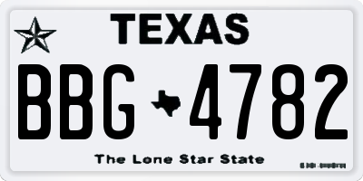 TX license plate BBG4782