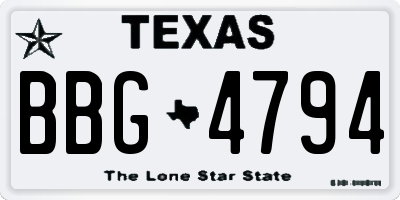 TX license plate BBG4794