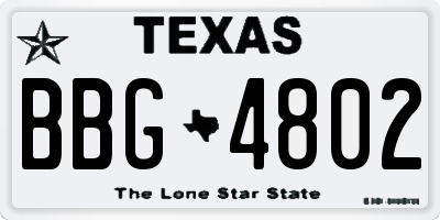 TX license plate BBG4802