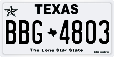 TX license plate BBG4803