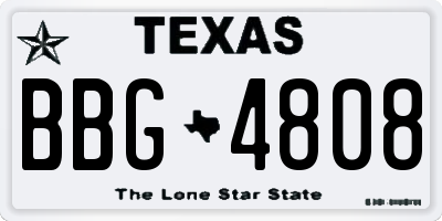 TX license plate BBG4808