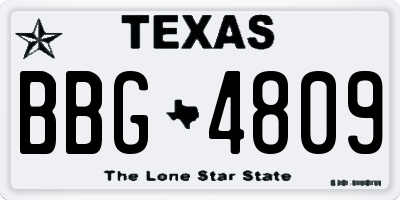 TX license plate BBG4809
