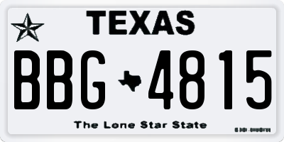 TX license plate BBG4815