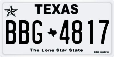 TX license plate BBG4817