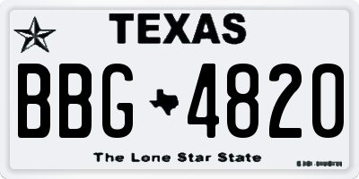 TX license plate BBG4820