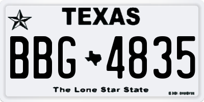TX license plate BBG4835