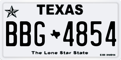 TX license plate BBG4854