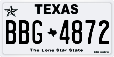 TX license plate BBG4872