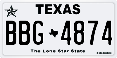 TX license plate BBG4874