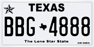 TX license plate BBG4888
