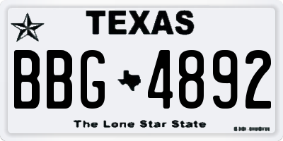 TX license plate BBG4892