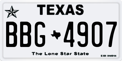 TX license plate BBG4907