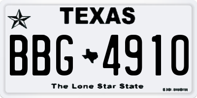 TX license plate BBG4910