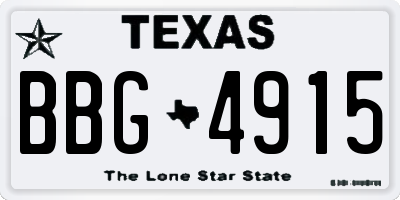 TX license plate BBG4915