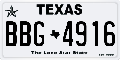 TX license plate BBG4916