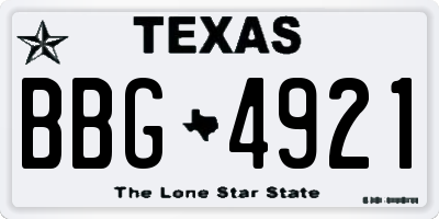TX license plate BBG4921