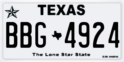 TX license plate BBG4924