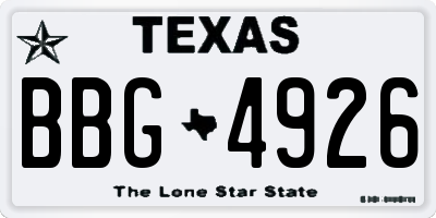 TX license plate BBG4926