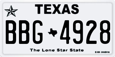 TX license plate BBG4928