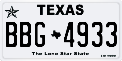 TX license plate BBG4933