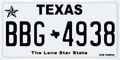 TX license plate BBG4938