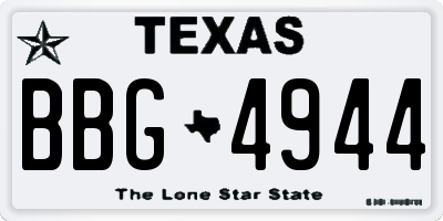 TX license plate BBG4944