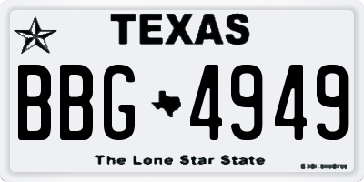 TX license plate BBG4949